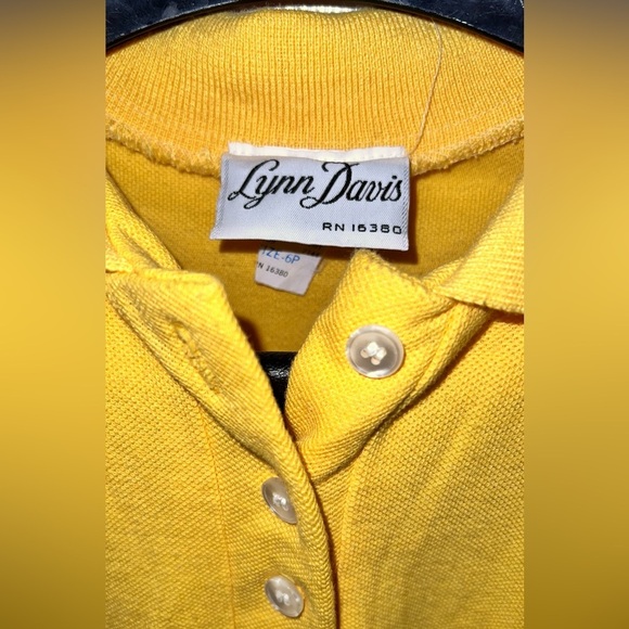 Lynn Davis Vintage Polo Bumble Bee Yellow Collared Casual Preppy Dress - Picture 4 of 9
